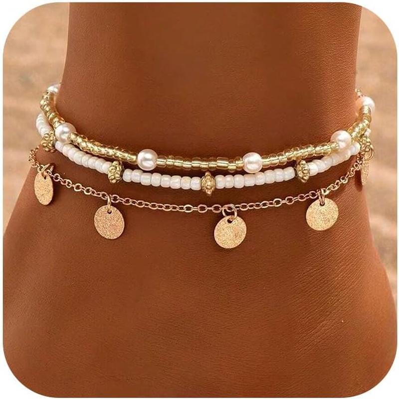 Gold Shell Anklet Set – Boho Beach Jewelry