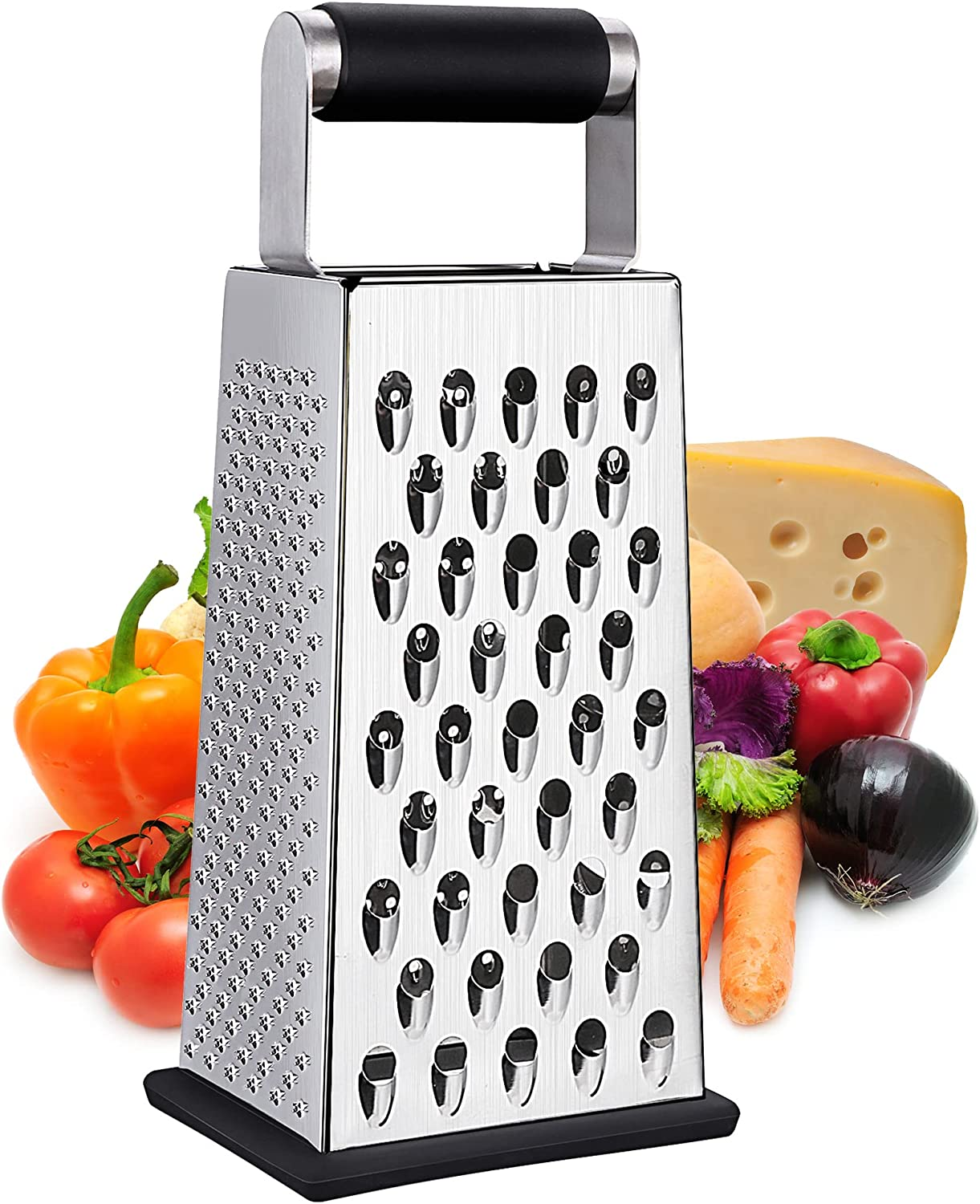 Cheese Grater, Box Grater for Cheese Stainless Steel Vegetable Slicer Food Shredder 4-Sided Convenience Gadgets for Kitchen