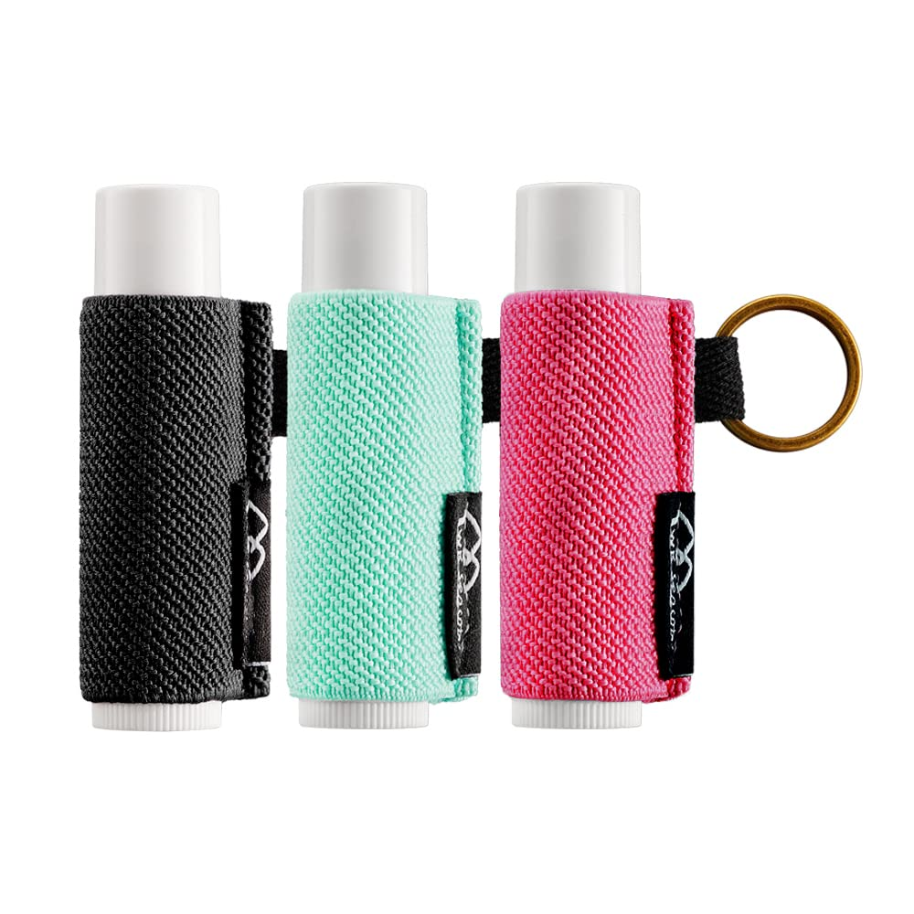 WK IEASON Lip Balm Holder Keychain - Black/Green/Rose