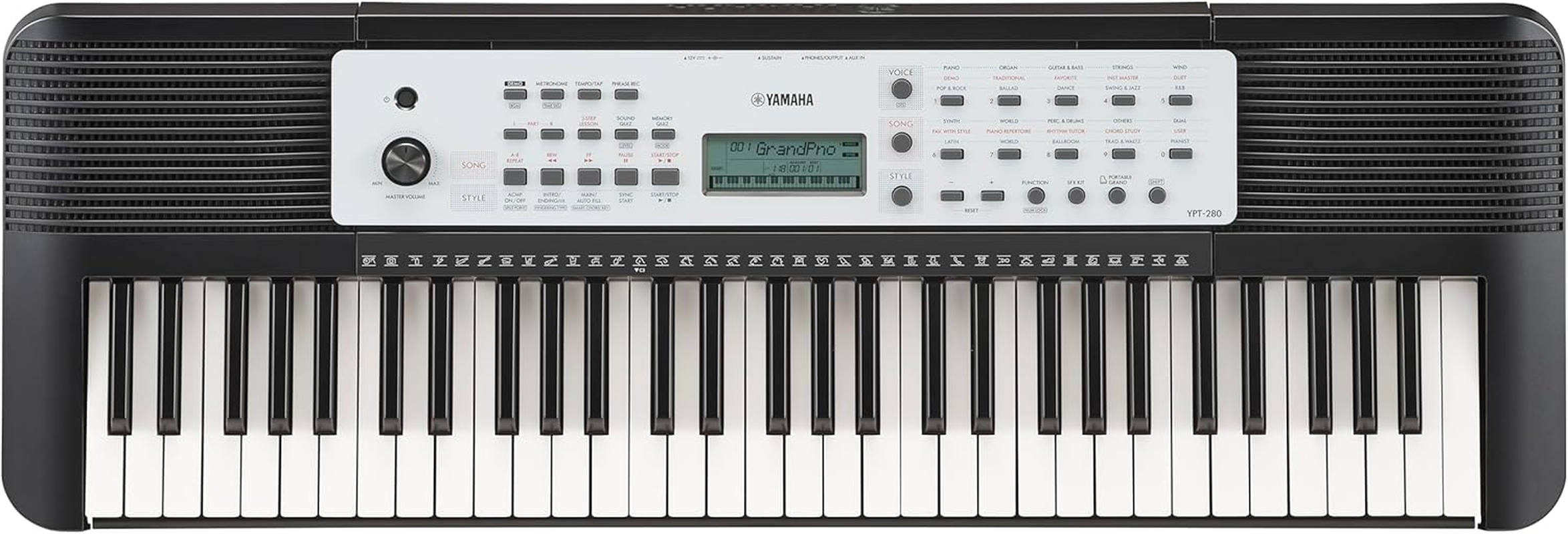61-Key Portable Keyboard for Beginners with Built-In Songs, Quiz Mode, Music Rest, with Power Adapter YPT280