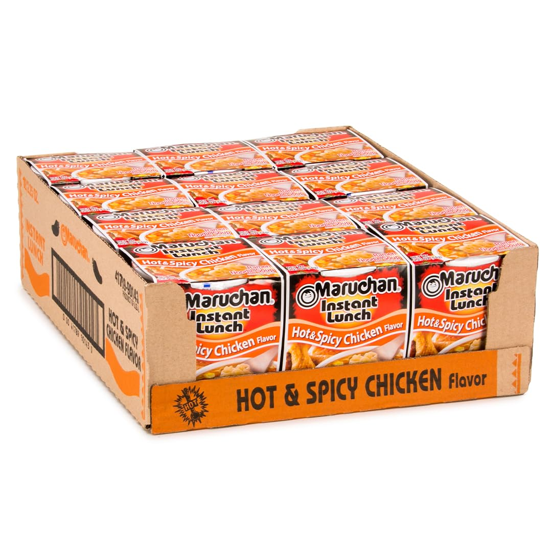 Instant Lunch Ramen Noodles, Hot & Spicy Chicken Flavor – Japanese-Style Instant Noodle Soup, Easy Meal Ready in 3 Minutes – 2.25 Oz. (12 Pack)