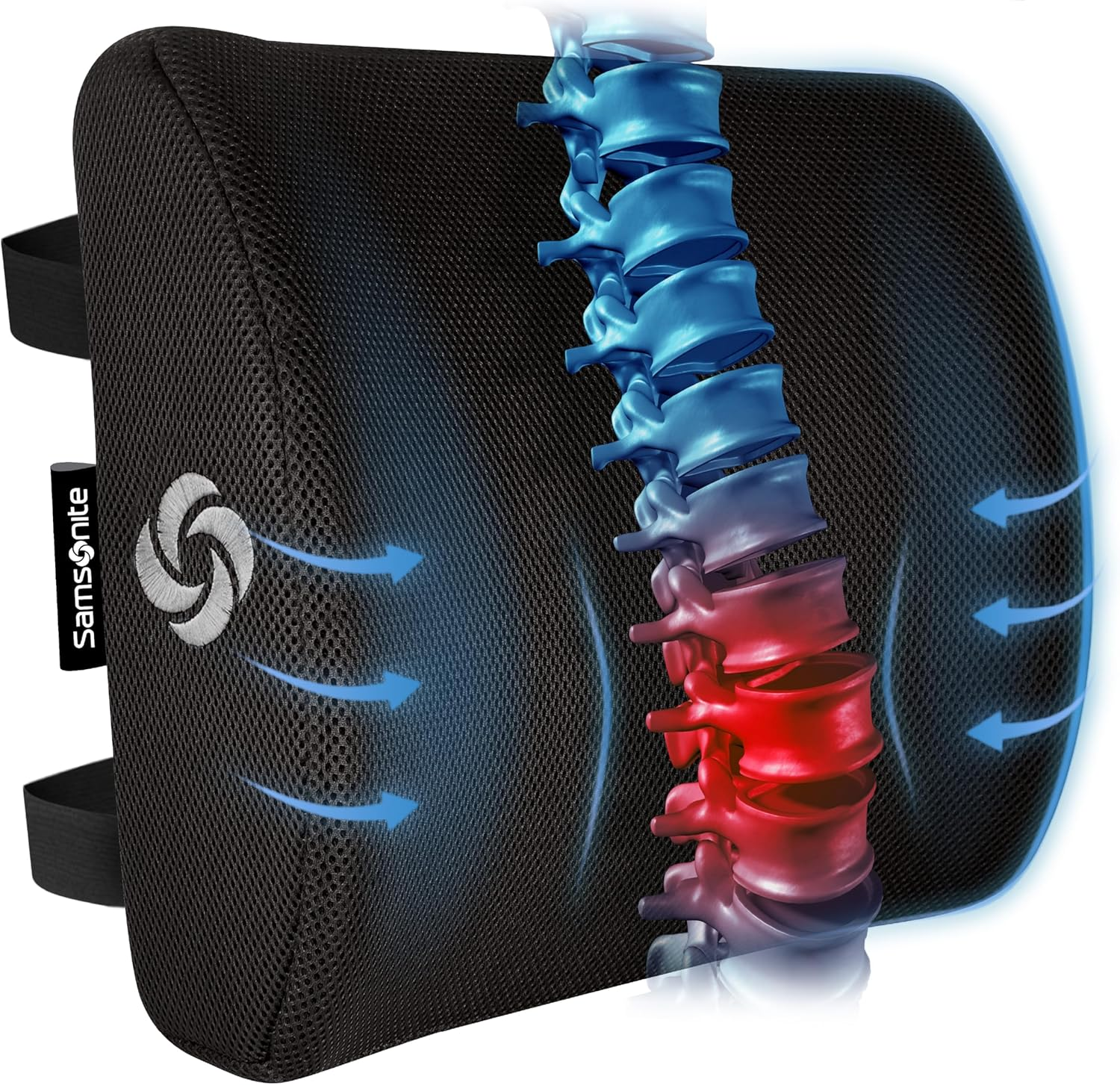 Samsonite Ergonomic Lumbar Support Pillow for Office Chair,  Chair, or Ca