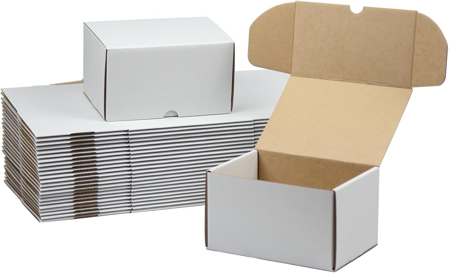 7X5X4 Inches Shipping Boxes Set of 25, White Corrugated Cardboard Box Literature Mailer for Packing Small Business