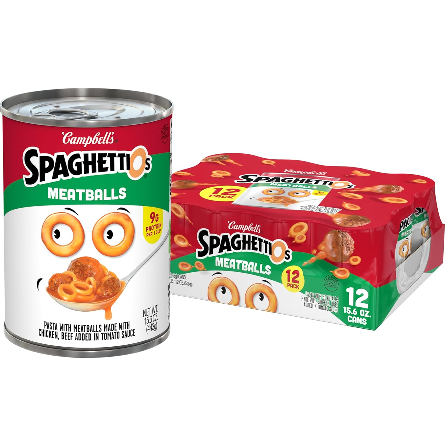 Canned Pasta with Meatballs, 15.6 Oz Can (12 Pack)