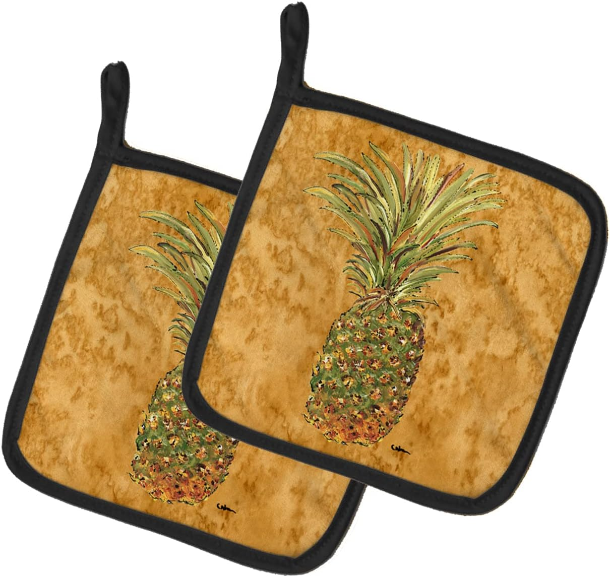 8654PTHD Pineapple Pair of Pot Holders Kitchen Heat Resistant Pot Holders Sets Oven Hot Pads for Cooking Baking BBQ, 7 1/2 X 7 1/2