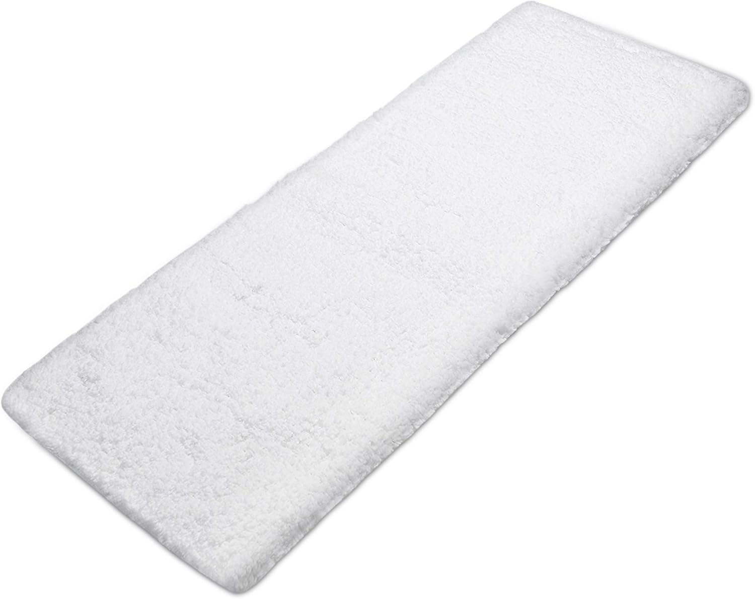 Bath Rug Runner White Absorbent Long Bath Mat for Bathroom - Washable Non Slip Bath Mat Decorative Floor Mats Carpet for Bathroom - 59 X 20 Inch