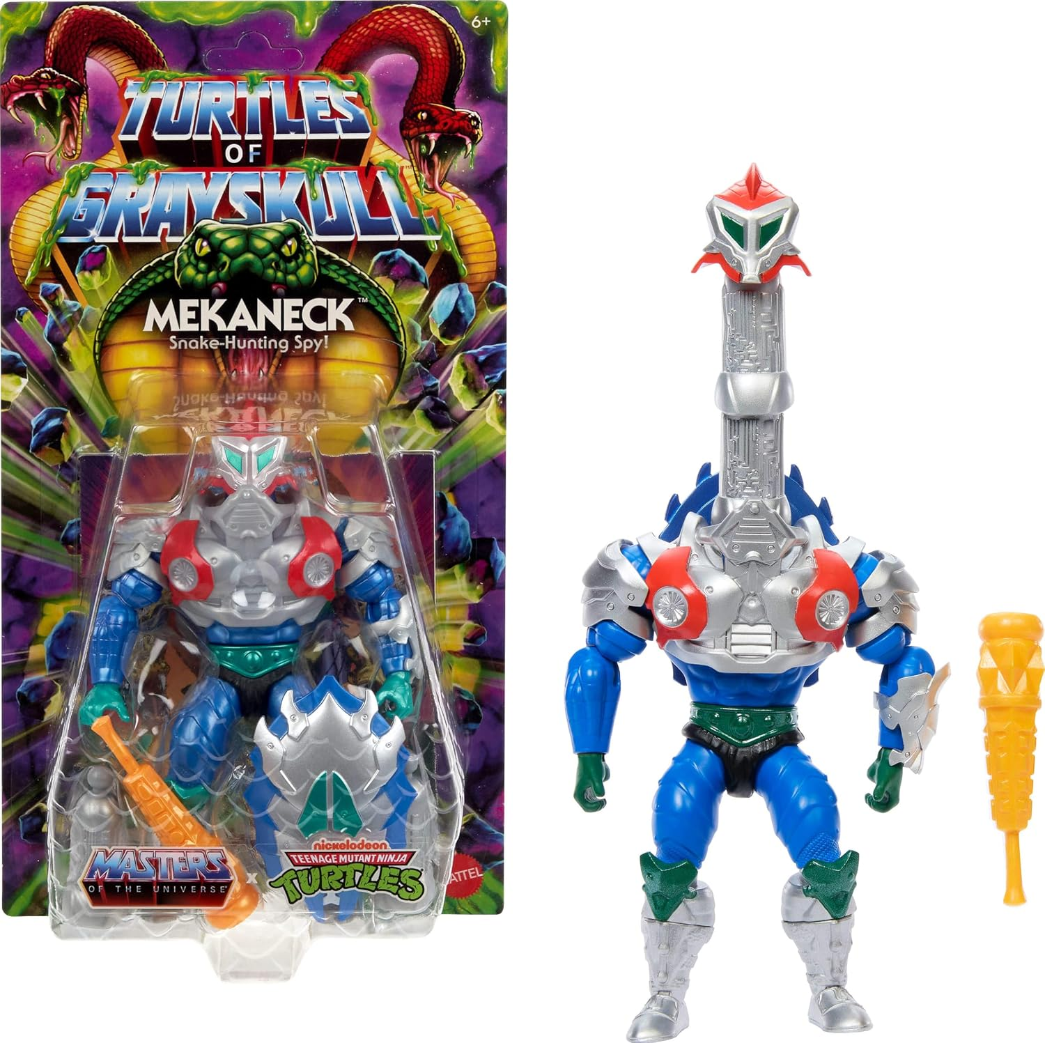 Origins Turtles of Grayskull Mekaneck Reptile Wars Posable Action Figure, Teenage Mutant Ninja & Motu Crossover Hero Toy