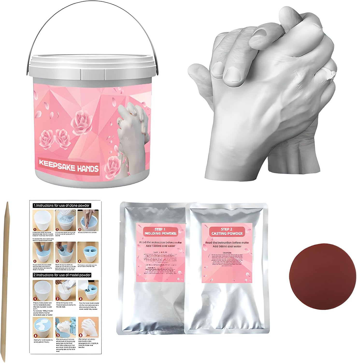 Hand Casting Kit for Couples, DIY Keepsake Plaster Hand Mold Kit with Alginate & Casting Powder, Romantic Anniversary, Wedding, Engagement, Valentine’S Day