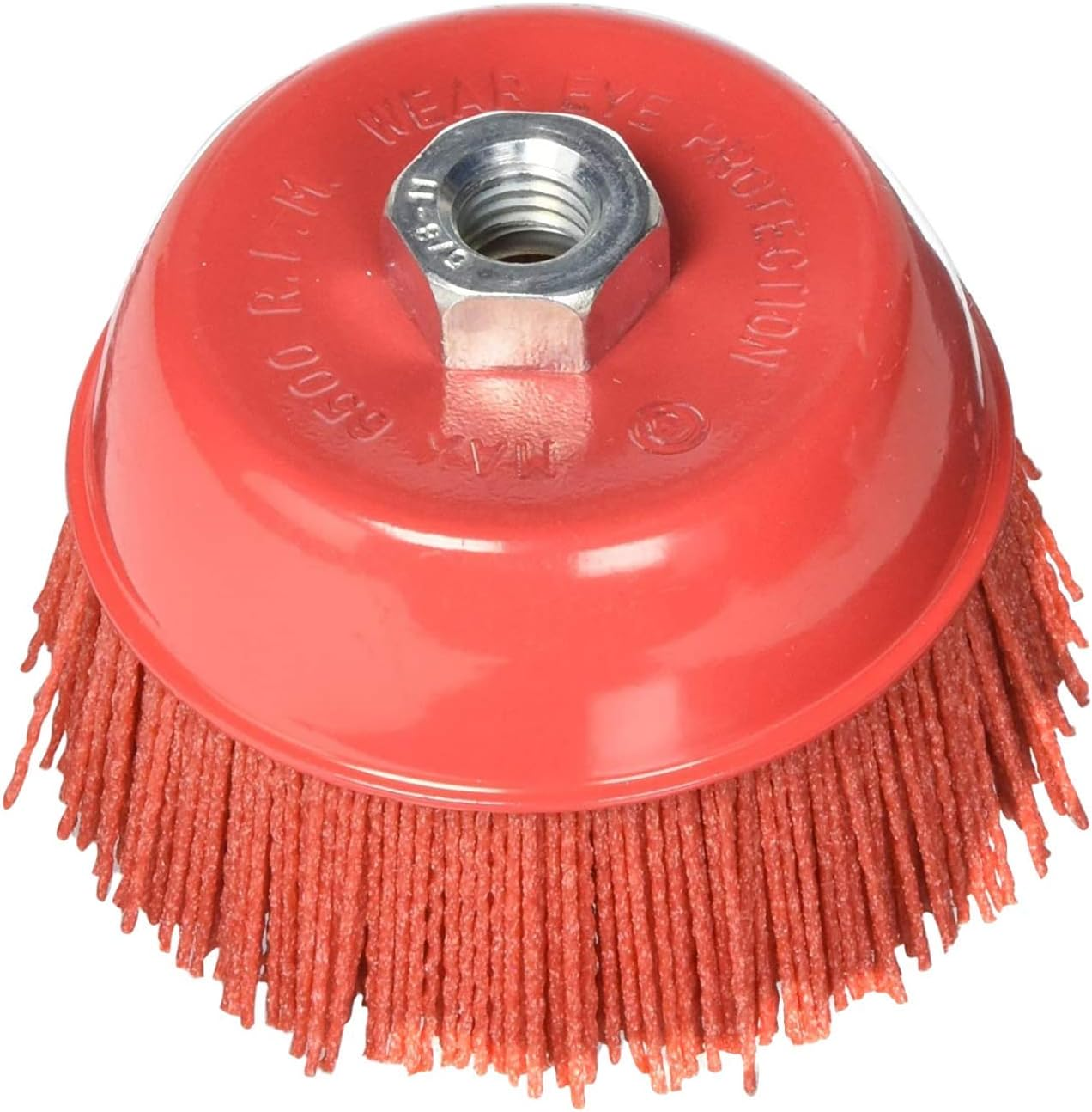 Abrasive 180 Grit Nylon Bristle Cup Brush - 4 Inch - Safe for Use on Metal, Wood, Aluminum and Plastic Surfaces (TOOR4)