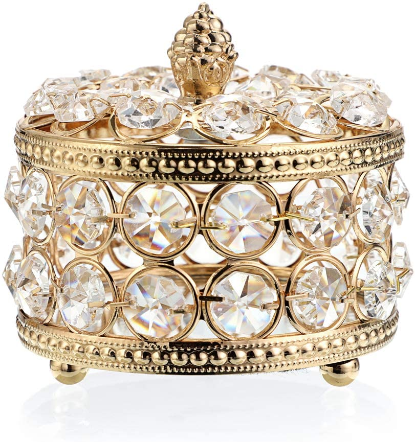 Crystal Mirrored Jewelry Box Jewelry Trinket Organizer Box Home Decor Ring Earrings Necklace Storage Holder Keepsake Box