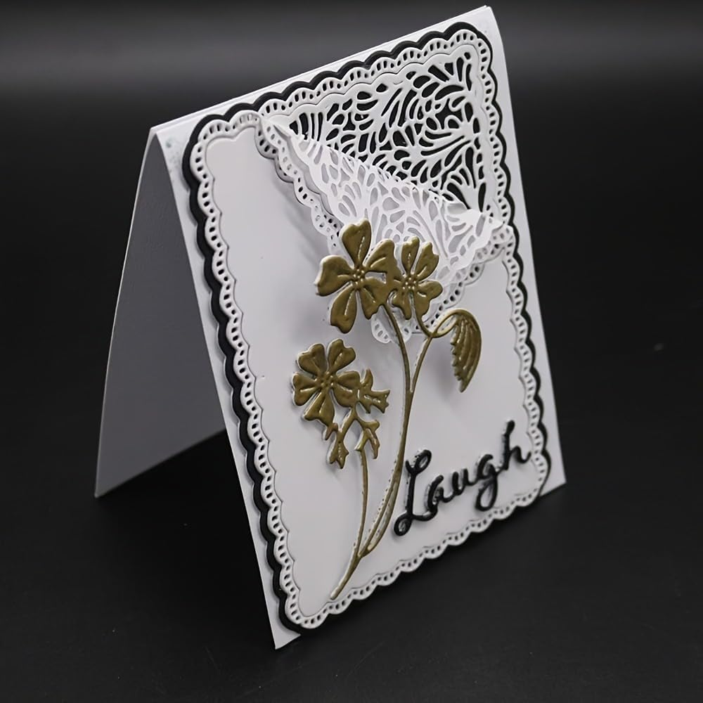 3D Backgrounds Frame Metal Cutting Die for Scrapbooking, New Cutting Dies DIY Album Card Making Decor Paper Craft Metal Die Cuts Party Wedding Decorations (Daisy Lace Frame 5.5 X 3.5 In)