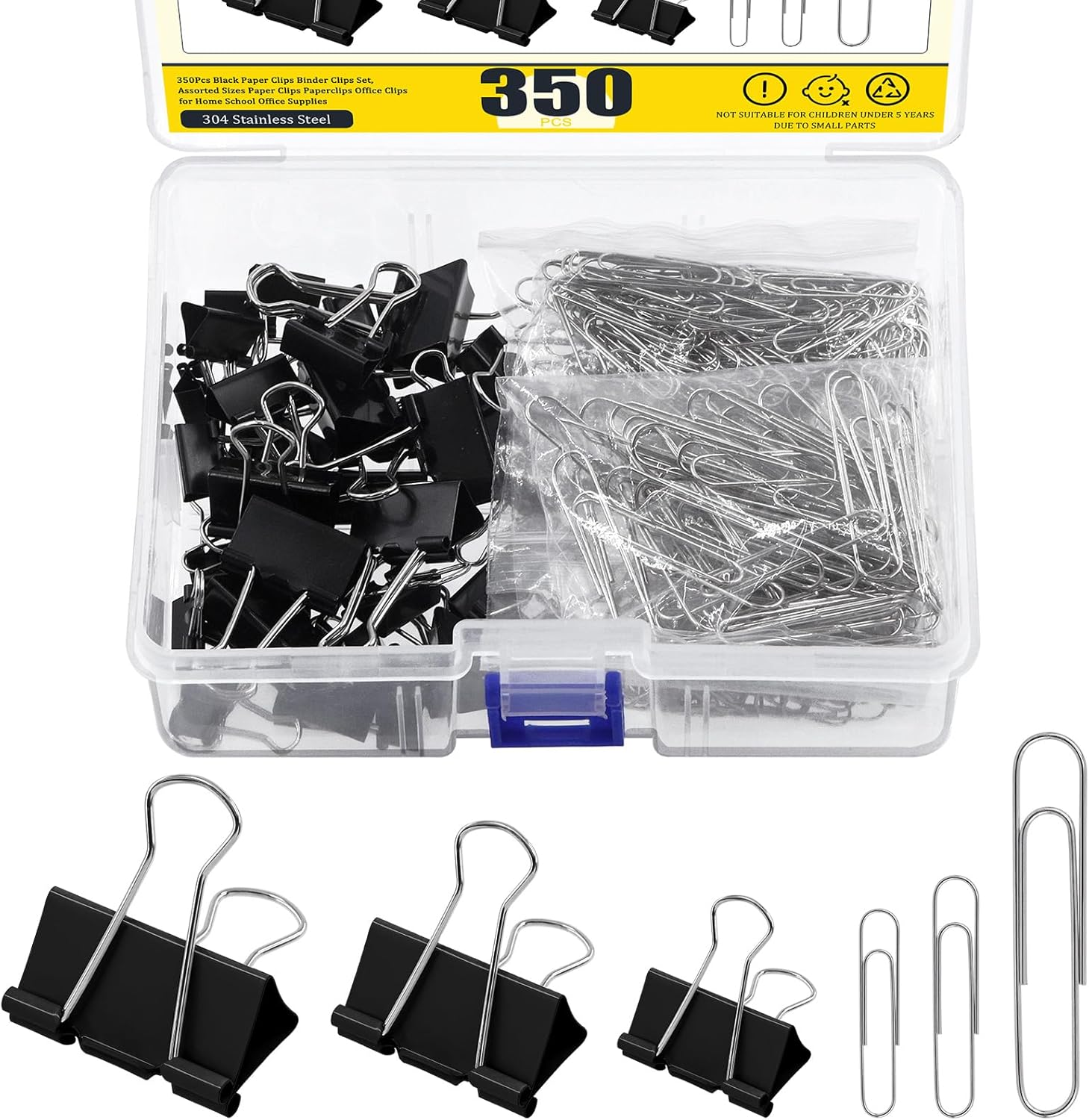 Mardatt 100Pcs Colorful Binder Clips Set, Assorted Sizes Paperclips Binder Pa... - Picture 2 of 2