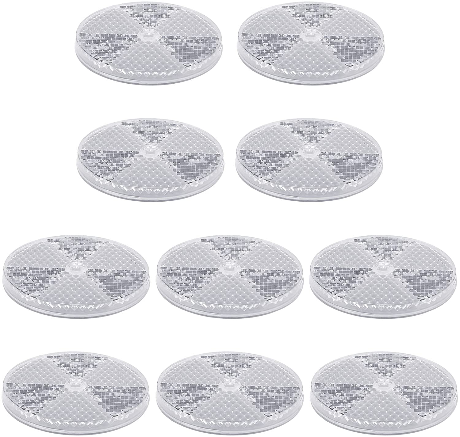 10 Pack Front round Reflector for Driveway Fence Gate Posts Trailers Safety Automobiles Boats Mailboxes Reflector with Center Mounting Hole(White)