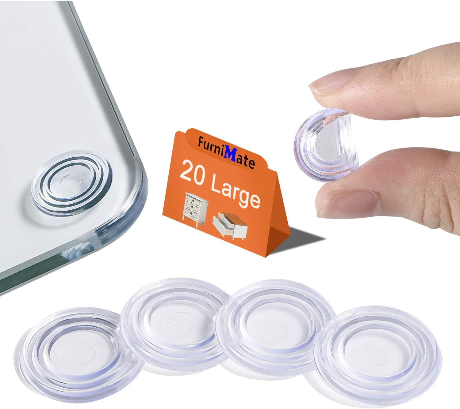 Glass Table Top anti Slip Pads Clear 20PCS 24Mm Non Adhesive Large Bumpers for Glass Top