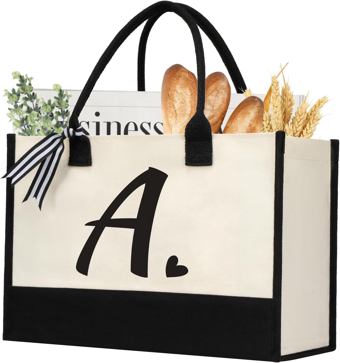 Personalized Initial Canvas Tote Bag – Beach Jute Gift for Women