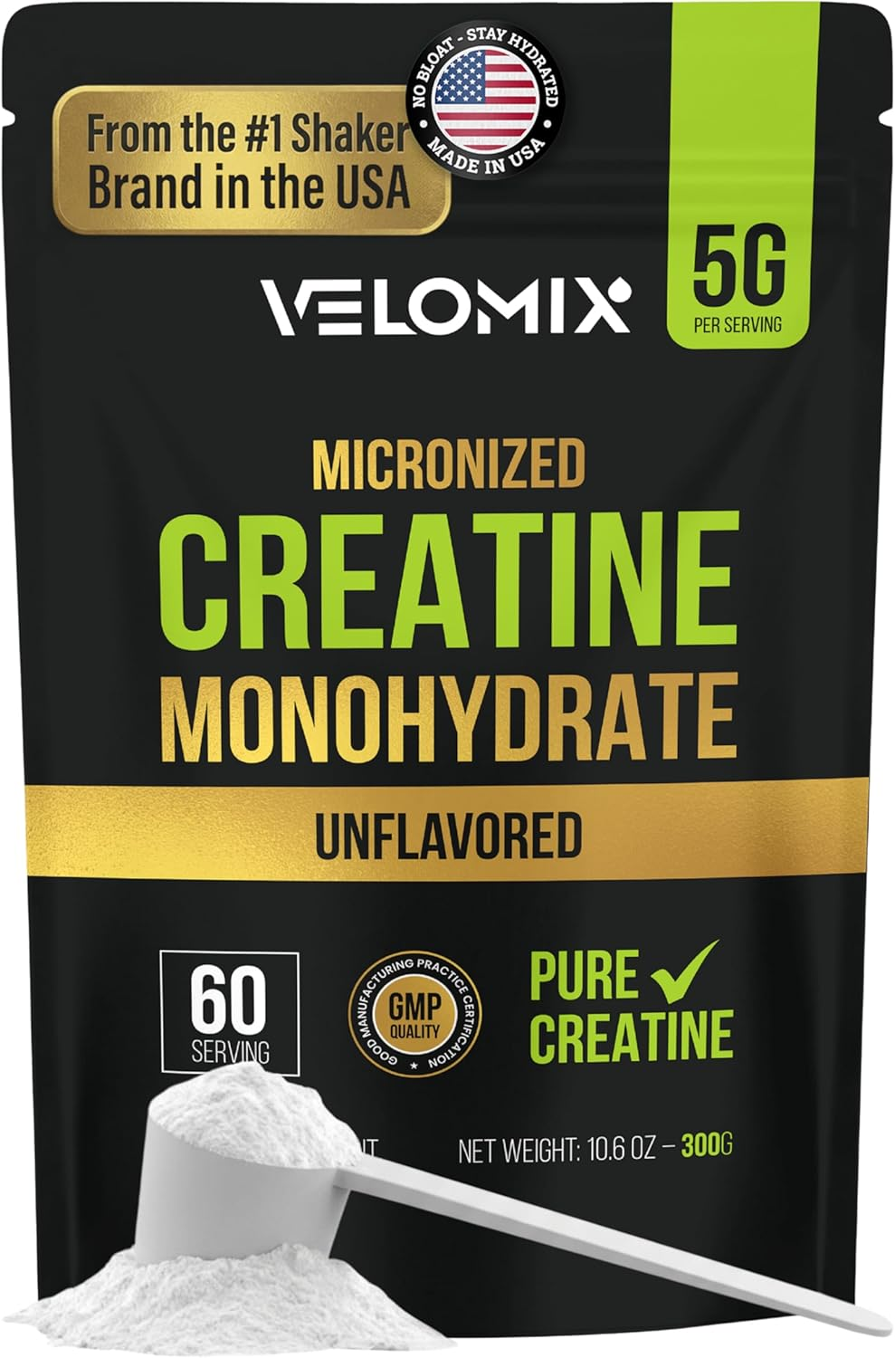 Micronized Creatine Monohydrate Powder - 100% Pure Creatine Powder Unflavored and Easy to Mix | Supports Muscle Growth, Recovery, and Strength | 5000Mg per Serv (5G) - 60 Servings