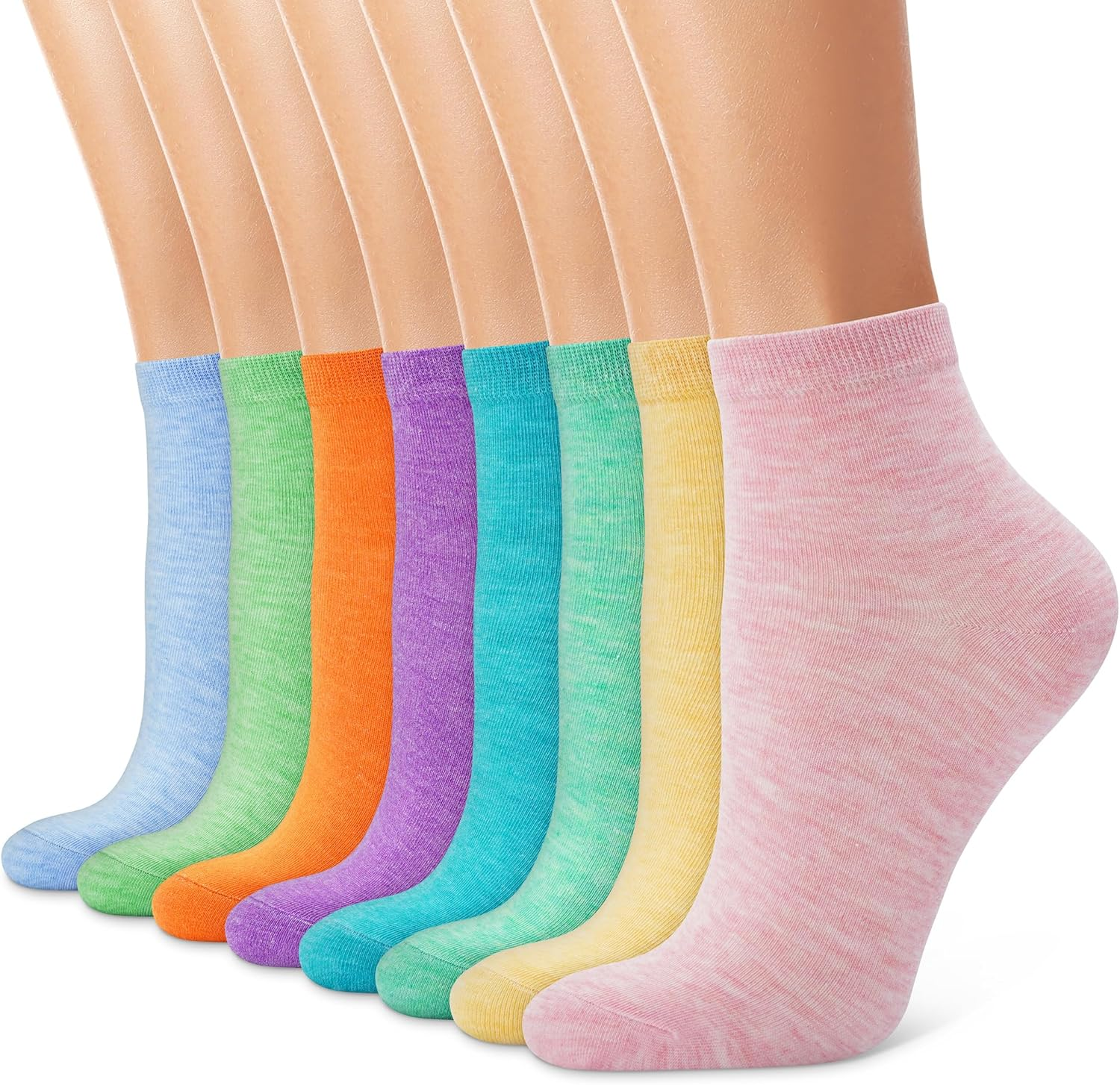 8 Pairs Ankle Socks for Women Low Cut Cotton Socks Soft Moisture-wicking Casual Socks Non Slip Breathable