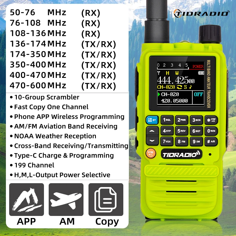 H3 Walkie Talkie Air Band Long Range Two Way Radio Phone APP Wireless Programming Ham GMRS Type-C Programming & Charge
