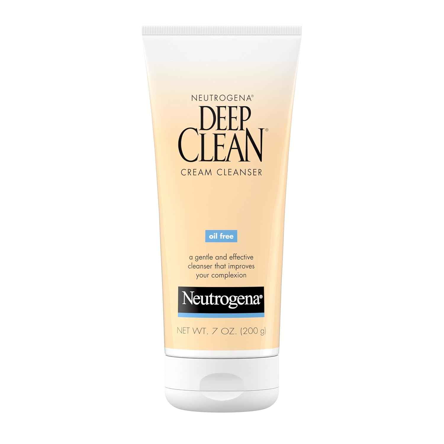 Neutrogena Deep Clean Daily Facial Cream Cleanser with Beta Hydroxy Acid to Remove Dirt, Oil & Makeup, Alcohol-Free, Oil-Free & Non-Comedogenic, 7 Fl. Oz