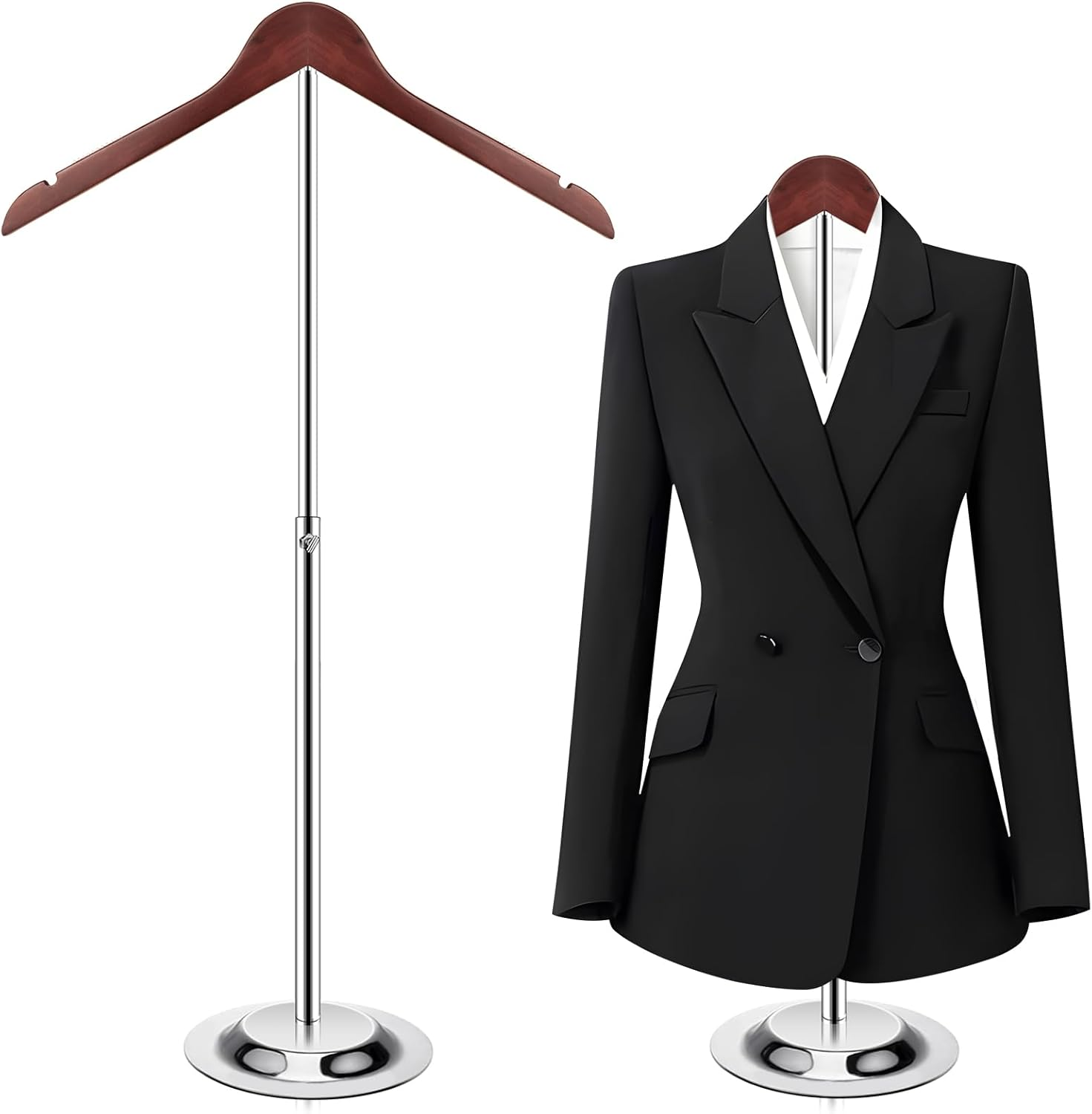 T Shirt Display Stand for Vendors, Adjustable Dress Form Mannequin Torso, Portable Hanging Wooden Clothes Rack, Flexible Hanger for Clothing Tshirt Jacket Coat Retail, Height 18.5-31.5 Inch (1 Pcs)