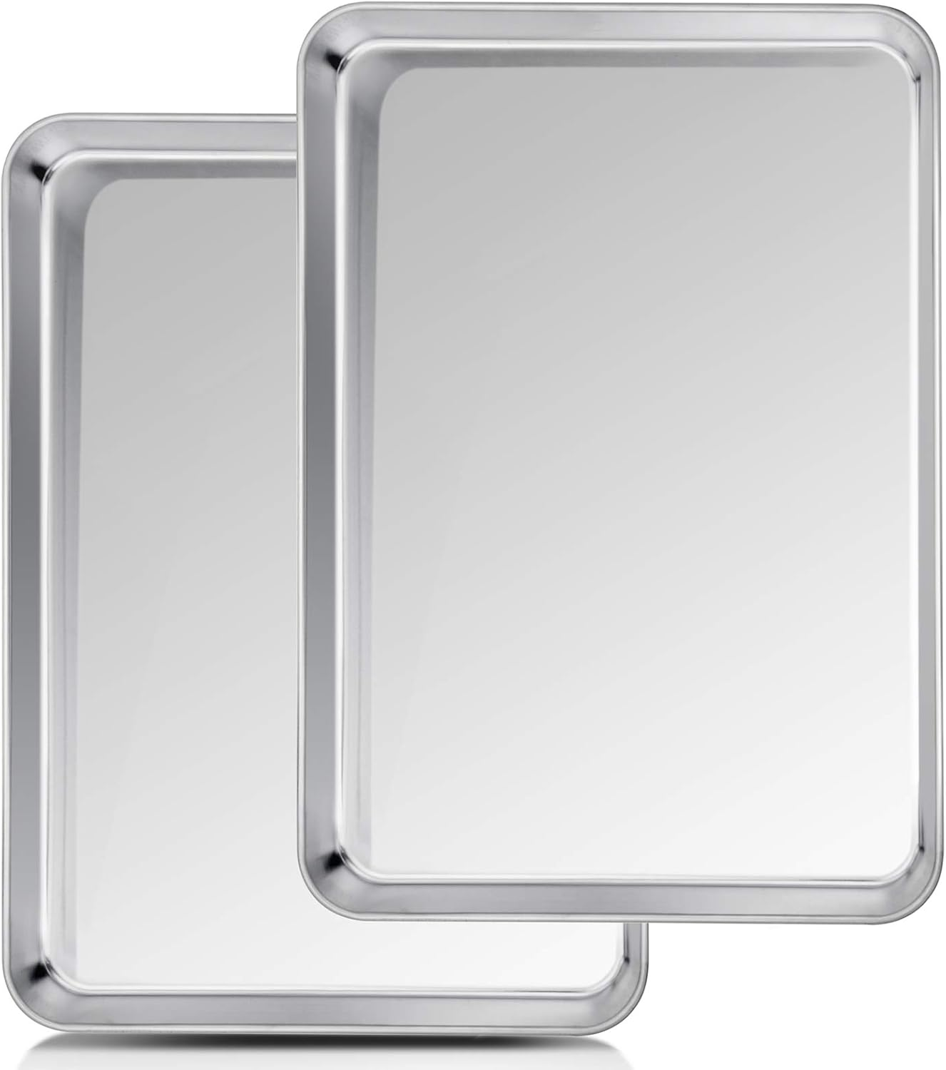 Baking Sheet, 20’’×14’’×1’’, Cookie Sheet Half Sheet Baking Pans Stainless Steel, Non Toxic & Healthy, Heavy Duty & Thick Gauge, Mirror Finish & Dishwasher Safe - 2 Piece