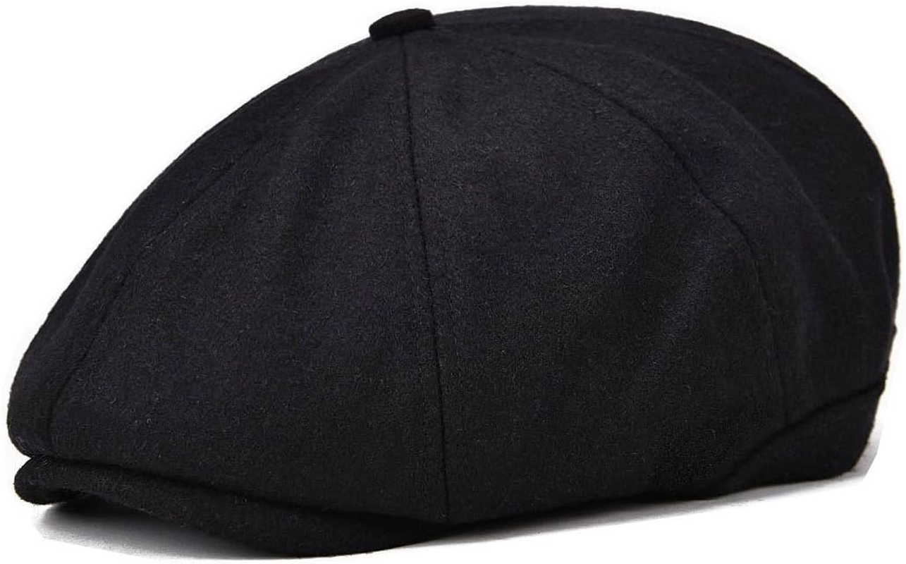 Men Wool Blend 8 Panel Newsboy Cap Herringbone Cabbie Flat 