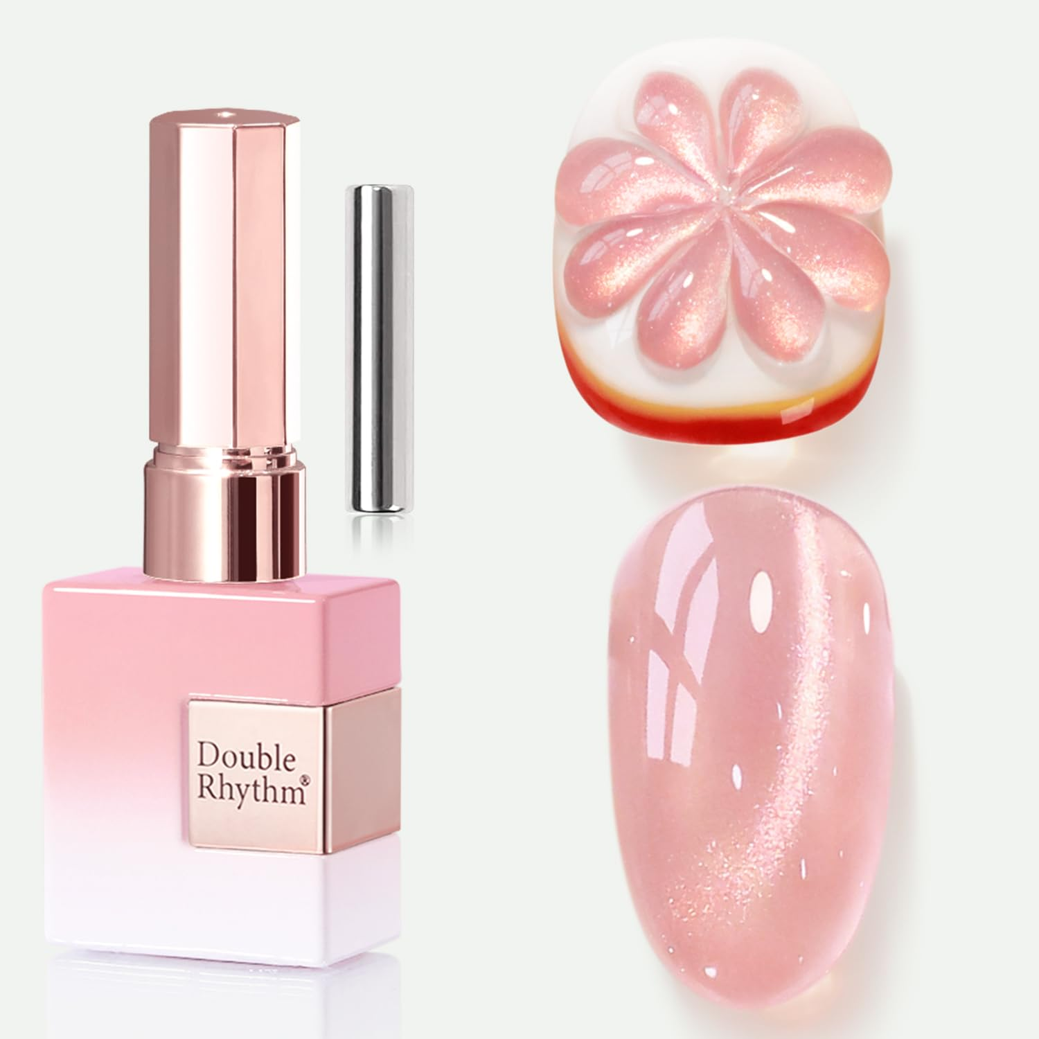 0.5 OZ Cat Eye Gel Polish with Magnet 15ML Holographic Glitter Shimmer Translucent Jelly Color Magnetic Nail Polish Salon DIY at Home (Fruit Nude Pink-Mc1204)