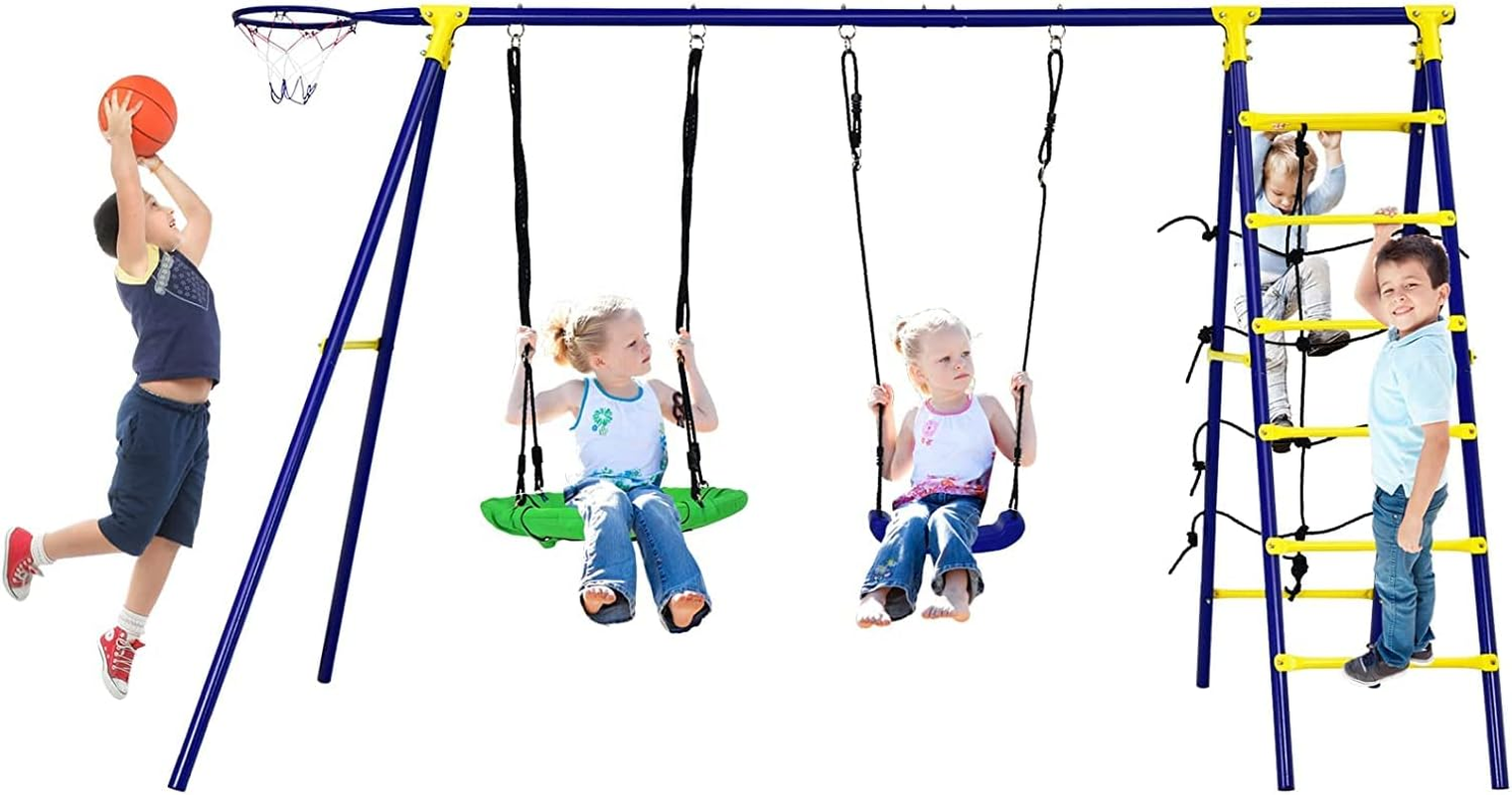 HONEY JOY 300 KG Indoor & Outdoor Swing Set, Heavy Duty Carbon Steel Swing Fr... - Picture 12 of 14