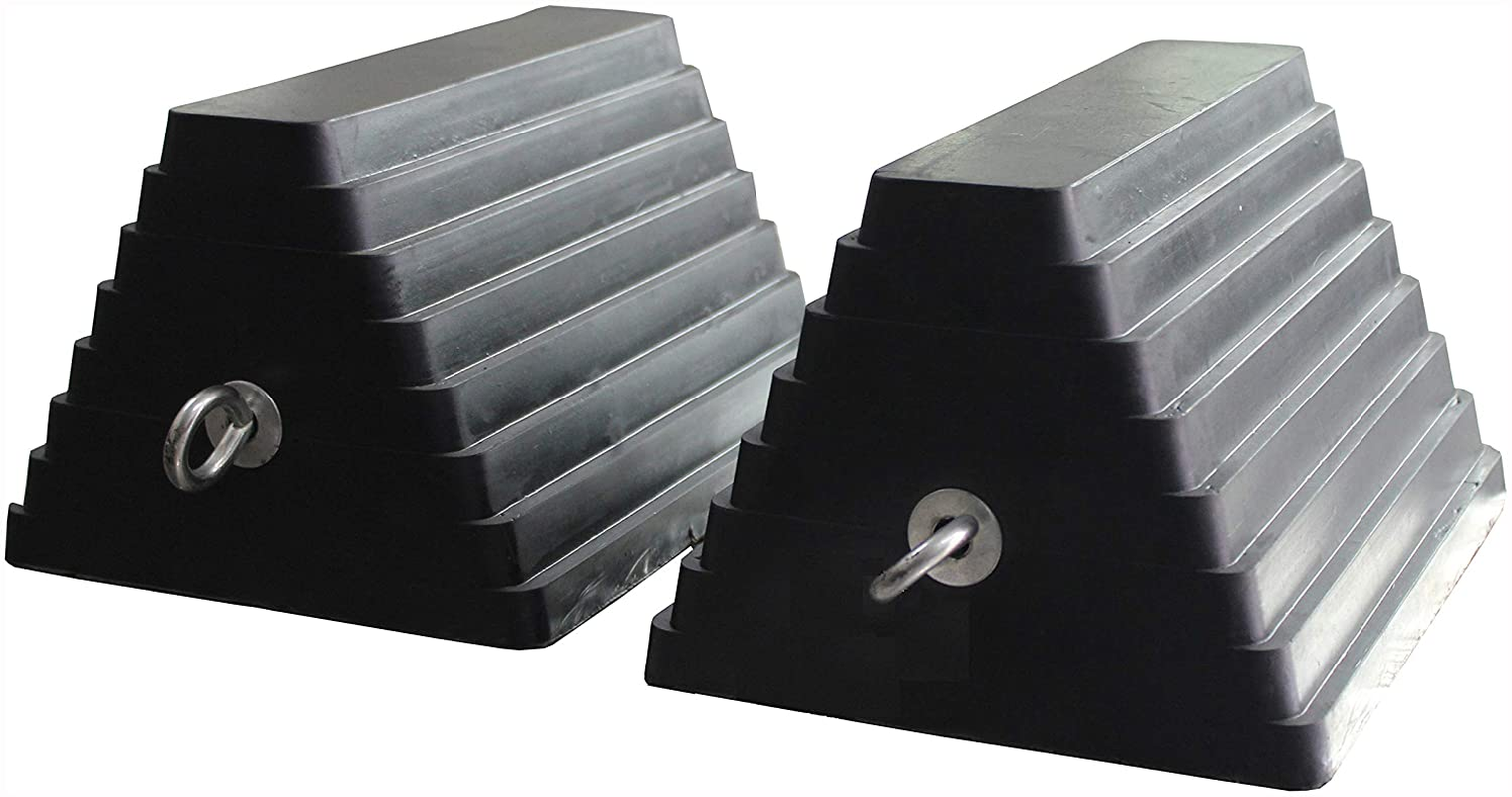 2 Pack Solid Rubber Heavy Duty Wheel Chock with Eyebolt,1 Pair