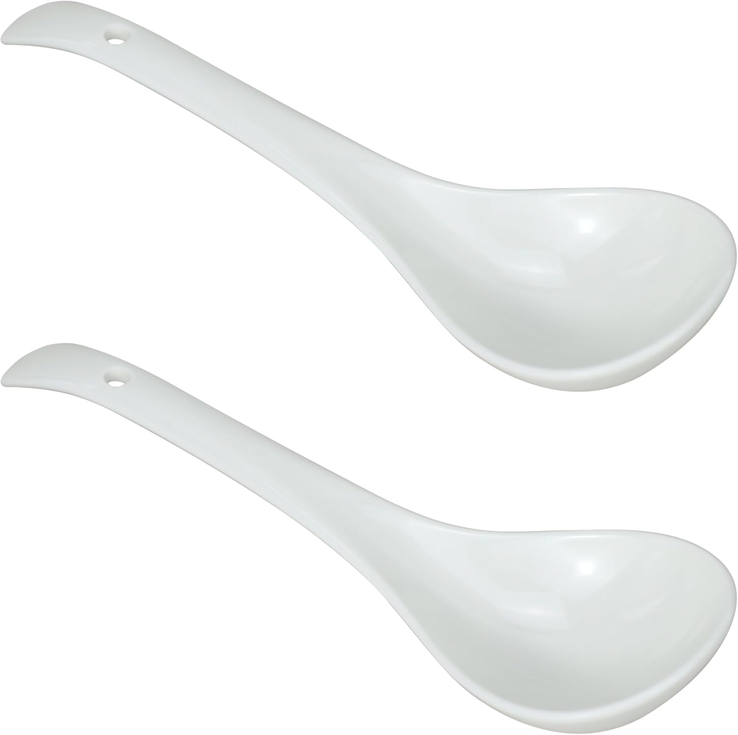 2 Pack Porcelain Serving Spoon Soup Ladles for Serving Cooking Mixing Stews Noodles Rice Soup - 9 Inch Long
