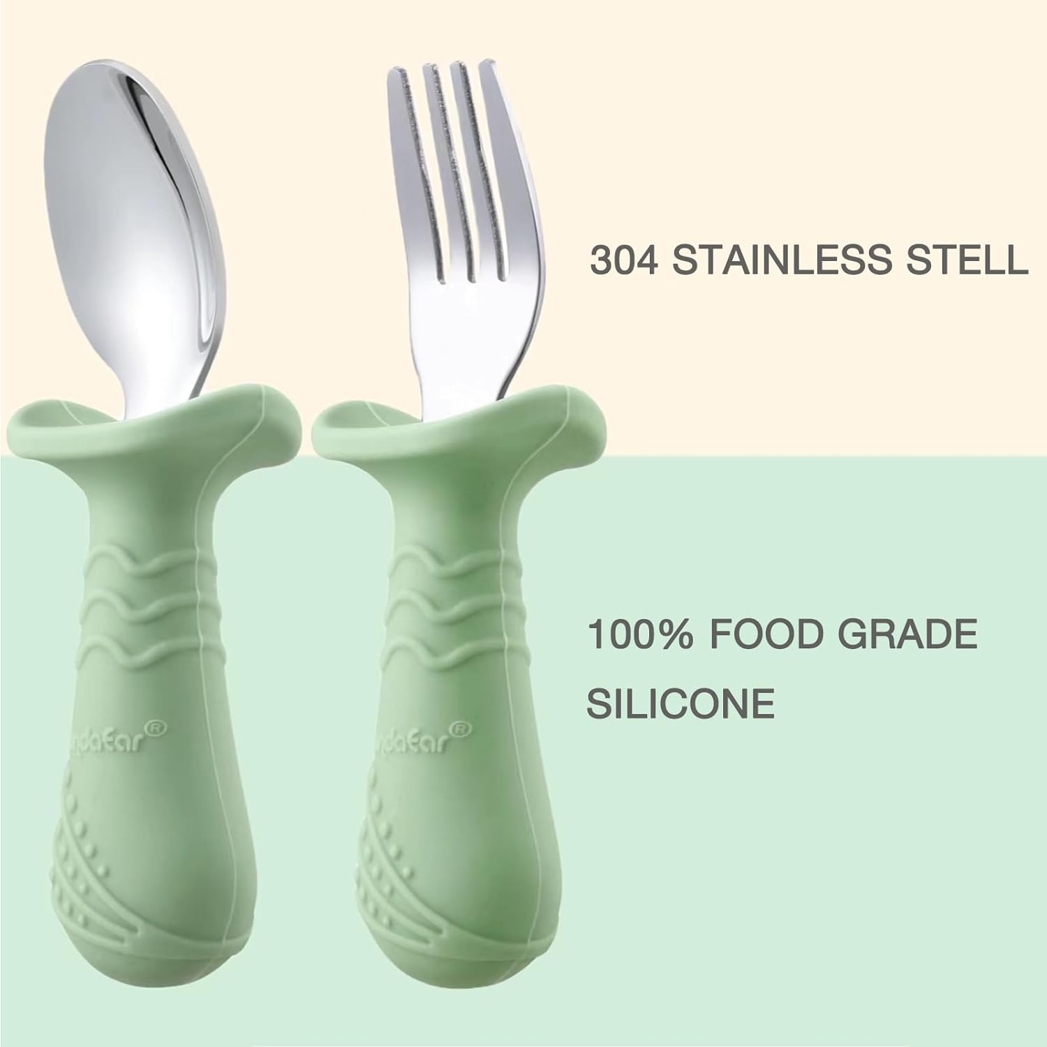 PandaEar Baby Toddler Fork and Spoon Utensil Set, 6 Pack Silicone Stainless S... - Picture 8 of 14