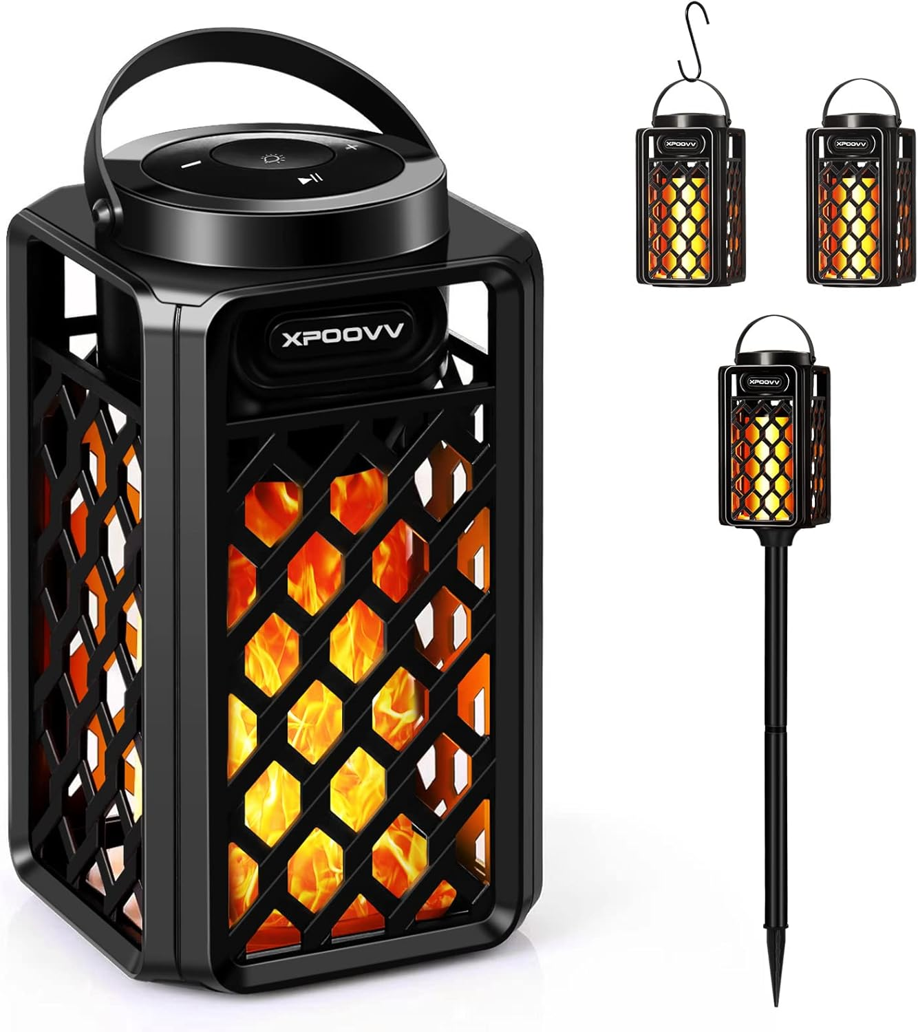 Outdoor Bluetooth Speakers Waterproof Portable Led Flame Speaker with Torch Atmosphere 10W Enhanced Bass for Patio Porch Garden Home Backyard Decor, Gifts for Men Women Couples Dads Moms