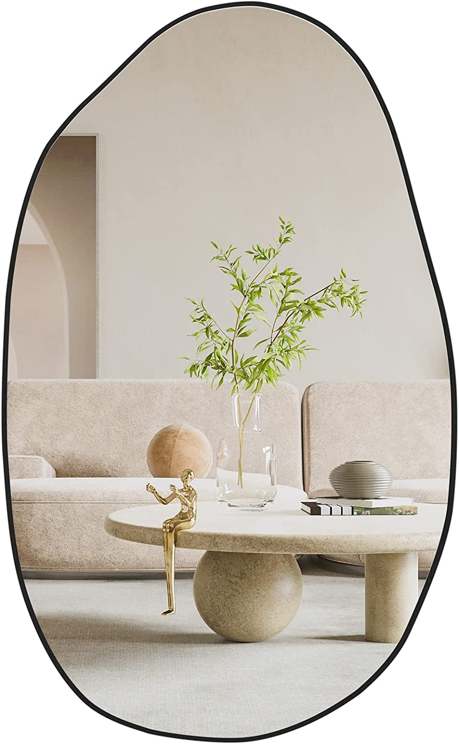 Irregular Asymmetrical Mirror Wall Mounted, Unique Vanity Mirror,Shaped Dressing Mirror Decorative for Living Room, Bathroom, Bedroom, Entryway Wall Decor, 33.5