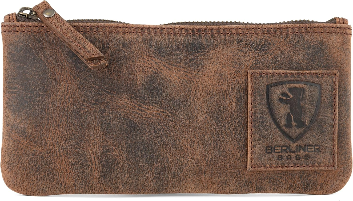 Vintage Astuccio Penne, Portapenne Astuccio in Vera Pelle, Astuccetto Piccolo, per Matite E Accessori - Marrone