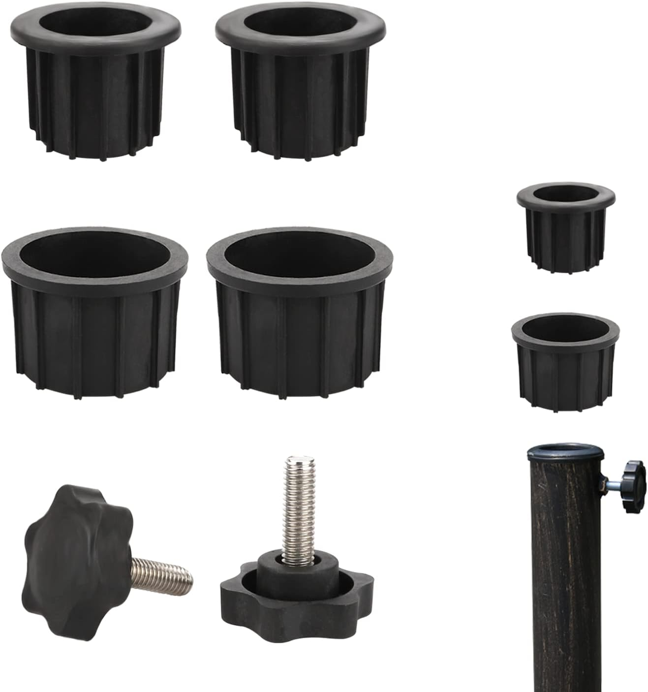 4 Pcs Umbrella Base Stand Replacement Parts, Patio Umbrella Stand Replacement Parts with 2 Pcs M8 M8 Thread Replacement Hand Knob for Patio Umbrella Base Stand Replacement