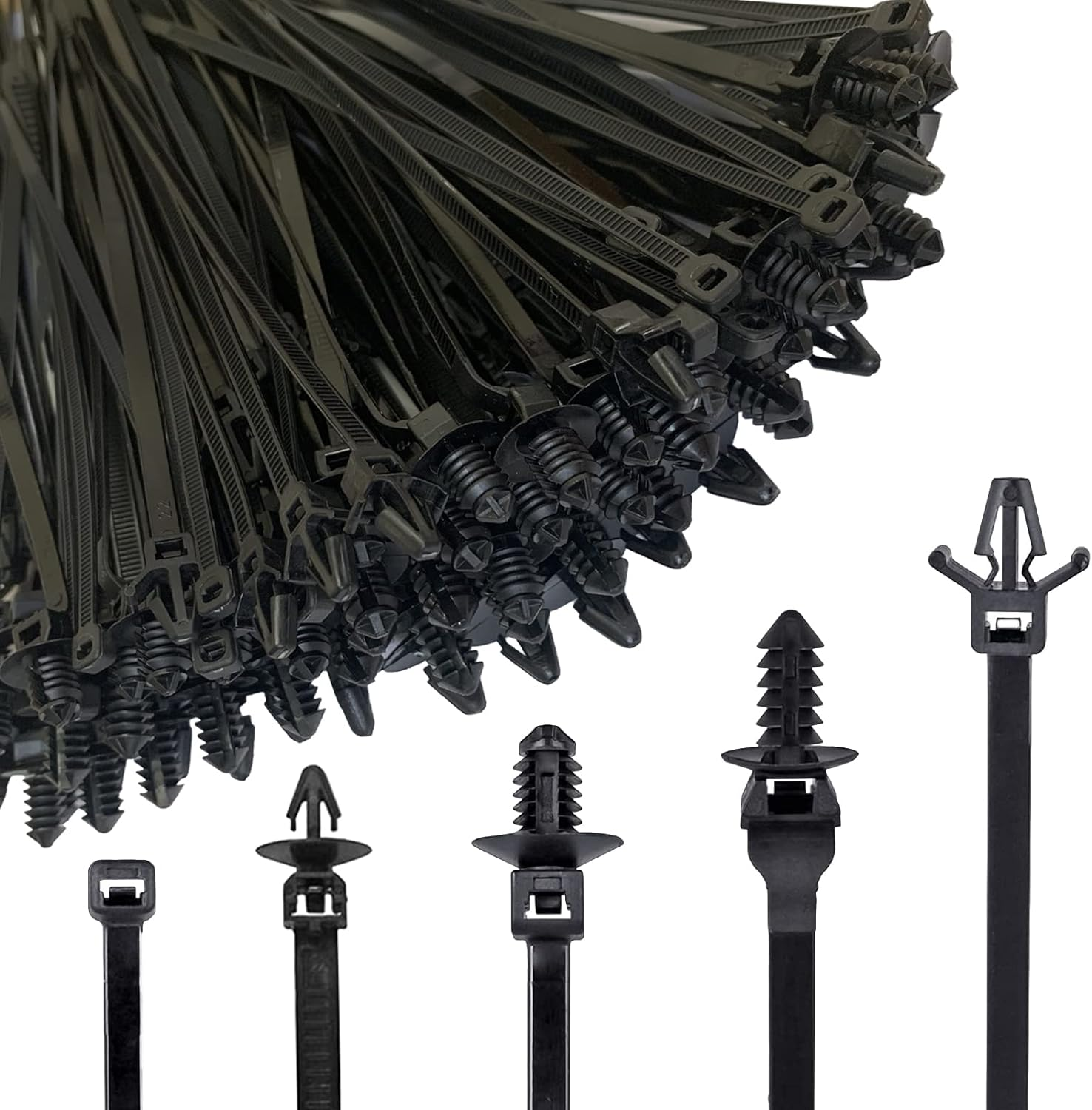 160Pcs Universal Nylon Push Mount Cable Zip Tie,Nylon Self Locking Cable Strap⭐⭐