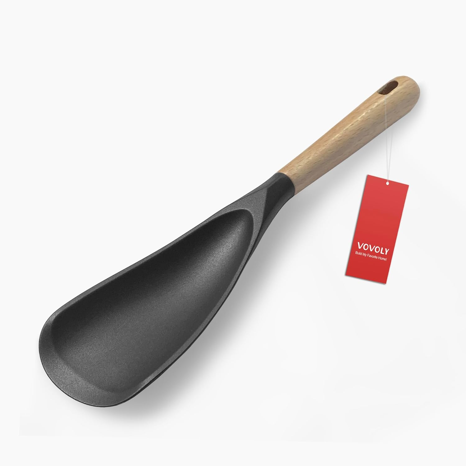Cooking Spoon for Nonstick Silicone for Mixing Scoop, and Scrape Black 11.4''