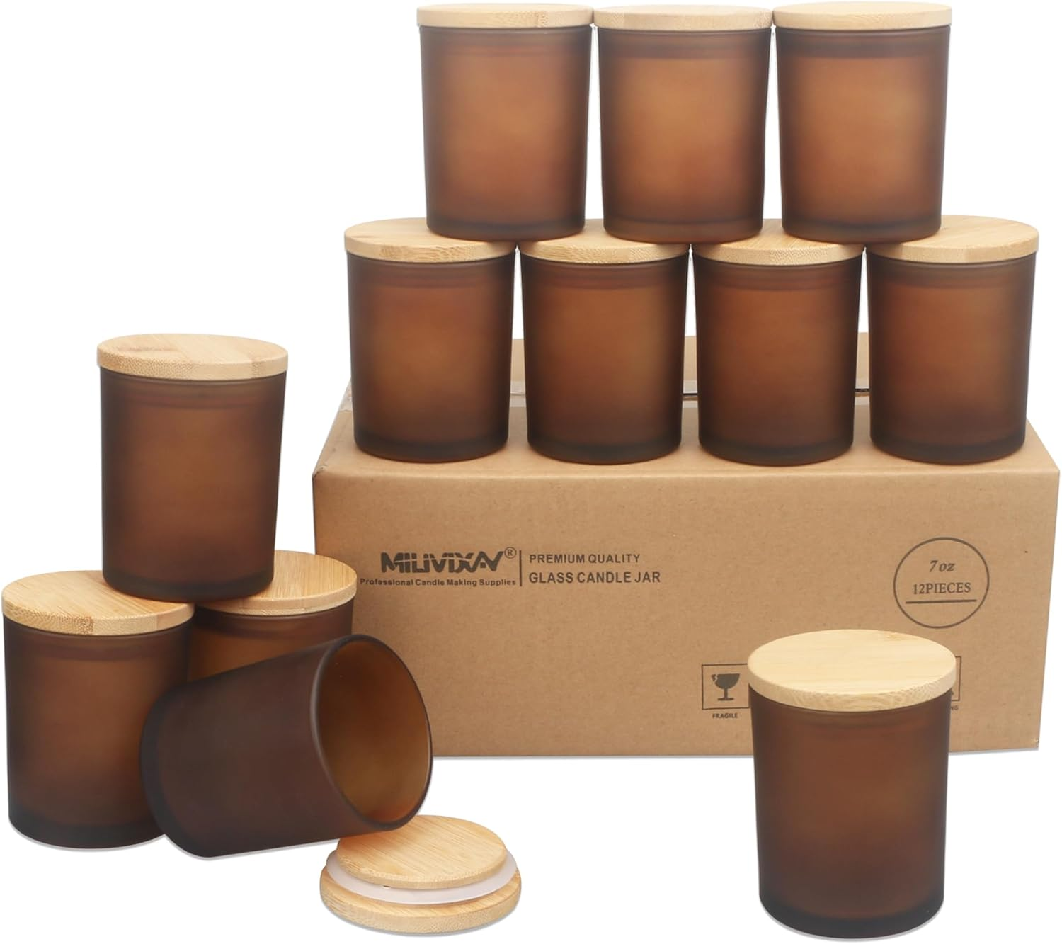 MILIVIXAY 20 Pack 7 OZ Clear Thick Glass Candle Jars with Lids - Bulk Empty C... - Picture 15 of 18