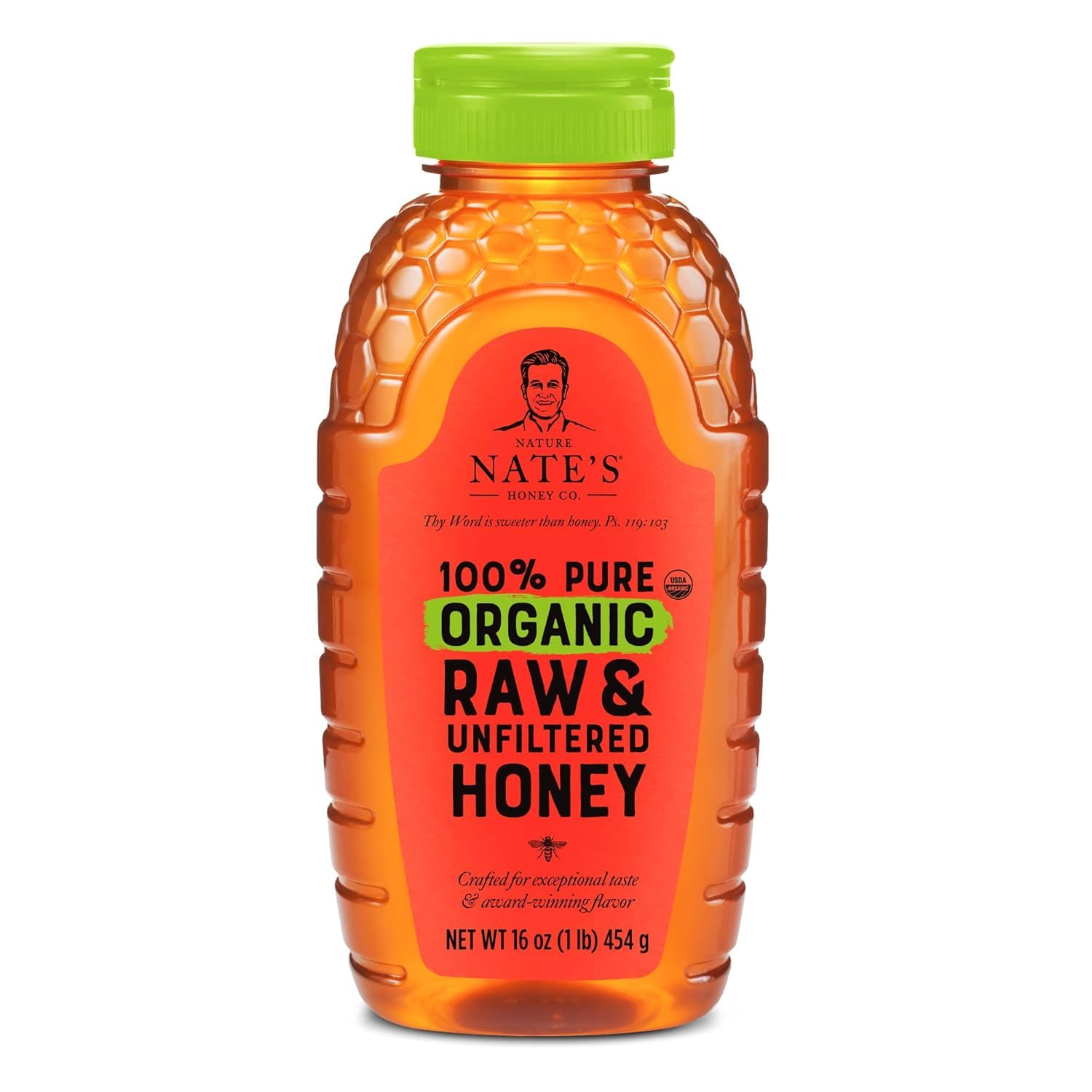 Nate'S Organic 100% Pure, Raw & Unfiltered Honey - USDA Certified Organic - 16Oz. Squeeze Bottle