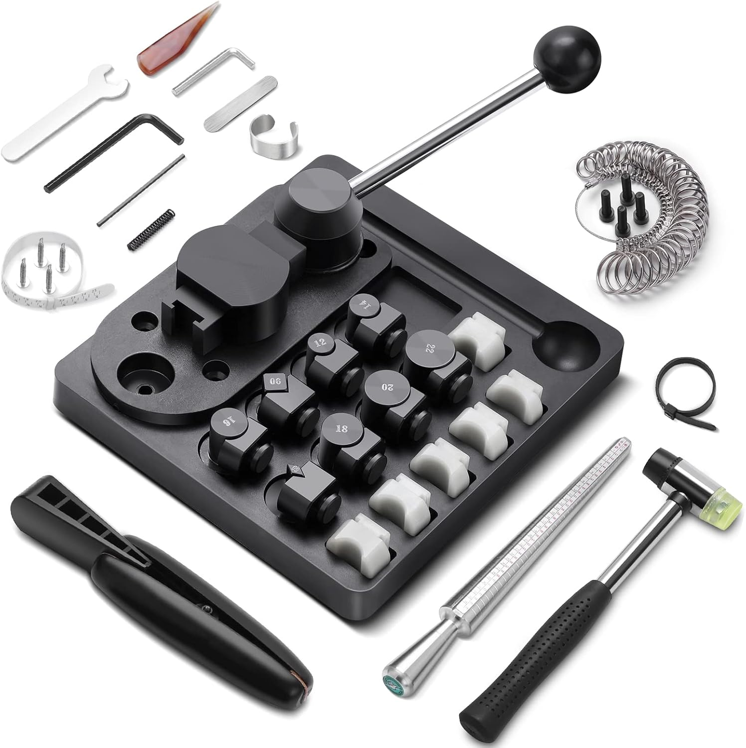 Ring Bender Ring Bending Tool for Spoon Rings Jewelry Making Kit with Nylon Dies 2 Ring Blanks Ring Bending Maker Machine Sizer Measuring Tool Multi-Functional Jewelry Tool