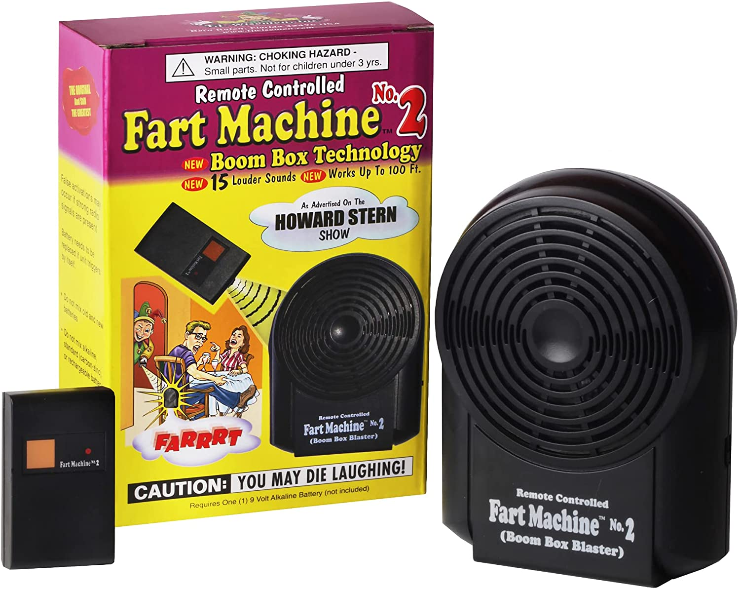 Remote Controlled Fart Machine #2 with Boom Box Technology - 15 Realistic Sounds - Wireless with 100 Ft Range