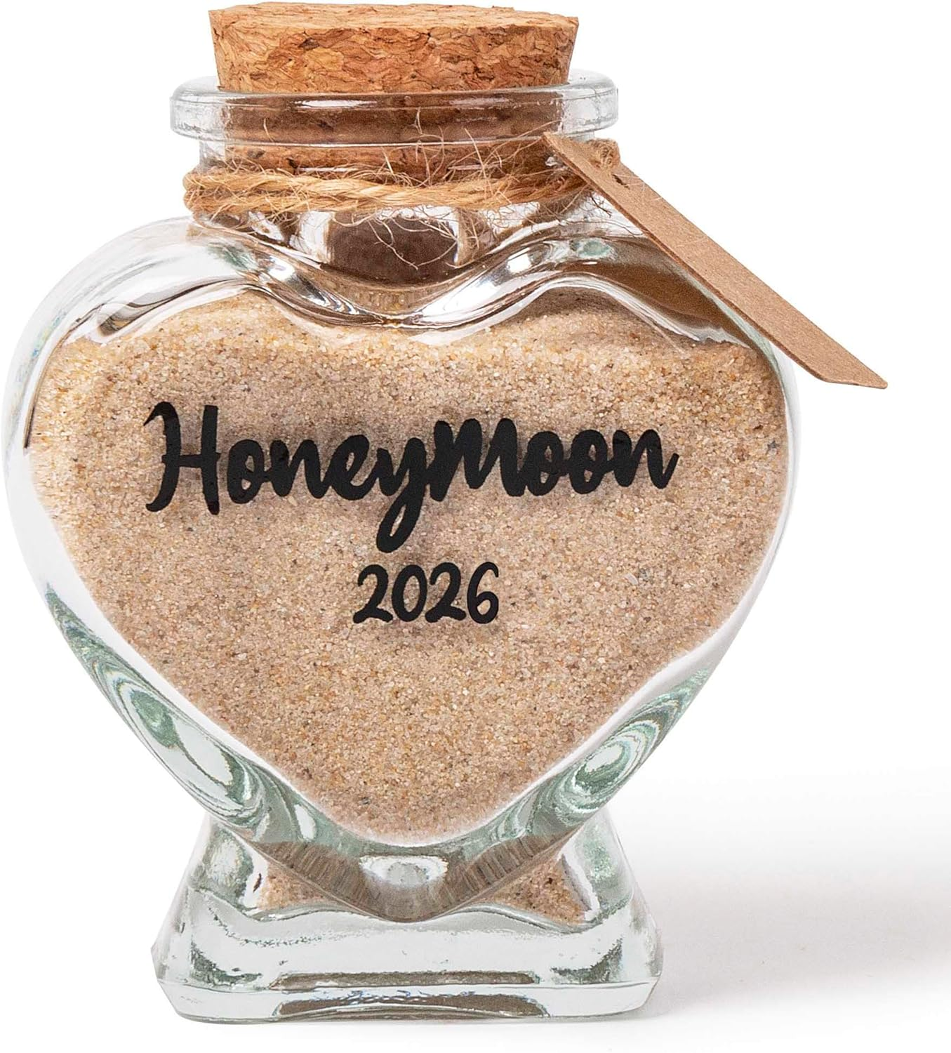 Honeymoon Sand Keepsake Jar 2026，Bridal Shower, Wedding, Engagement, Honeymoon, Travel for Couples, Newlywed, Fiance(Gift Box Includes) - 40Ml Heart Shape Glass