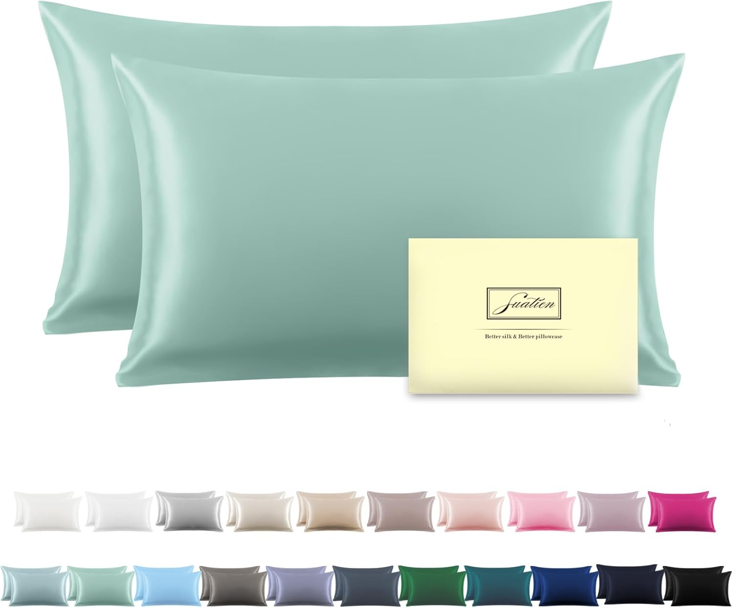 Silk Pillowcase for Hair and Skin,Soft,Breathable and Sliky Standard Size Pillow Cases Set of 2,Both Sides Natural Mulberry Silk Pillowcases with Hidden Zipper(Standard Size 20