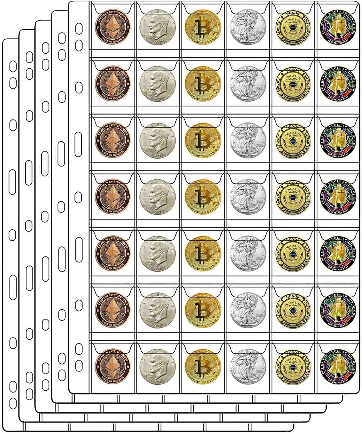 42-Pocket Coin Pages for Collectors, 9-Hole Coin Collection Sheets (42  Pockets -