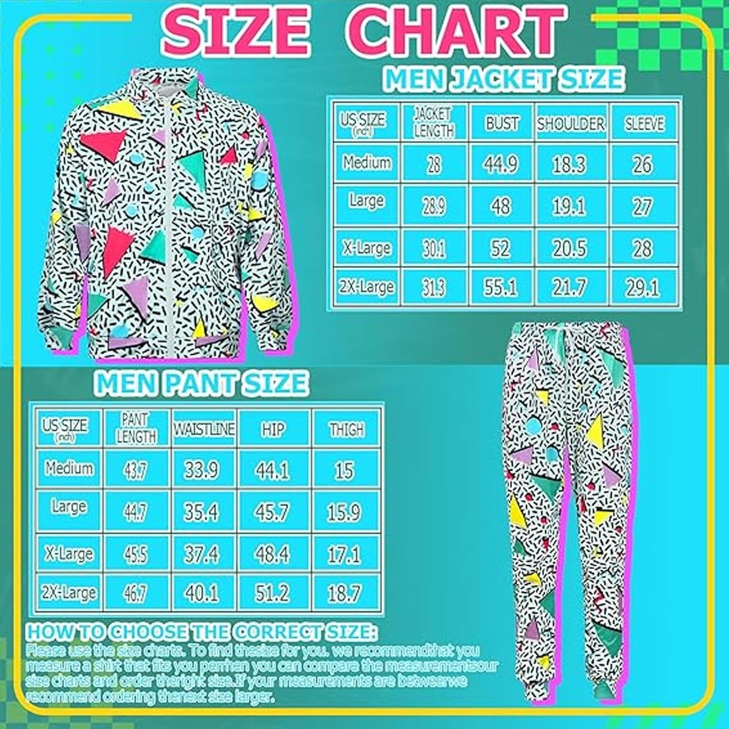 80s Track Suit Retro,90s Men's Tracksuits Outfit 2 Pieces Jacket and Pants,Me... - Picture 6 of 15