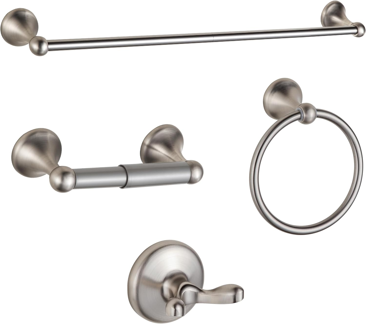 Bathroom Accessory Set, Brushed Nickel Adjustable Expandable Towel Bar 4-Piece Bathroom Hardware Set Wall Mounted