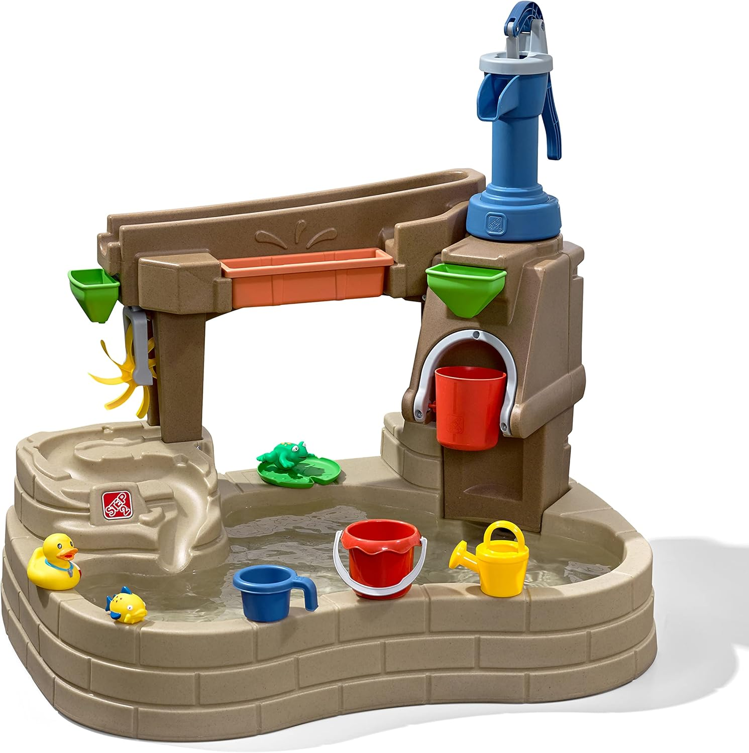 Step 2 Pump & Splash Discovery Pond Water Table, Kids Water Sensory Activity Pool, Summer Outdoor Toys, 10 Piece Toy Accessories, for Toddlers 2+ Years Old