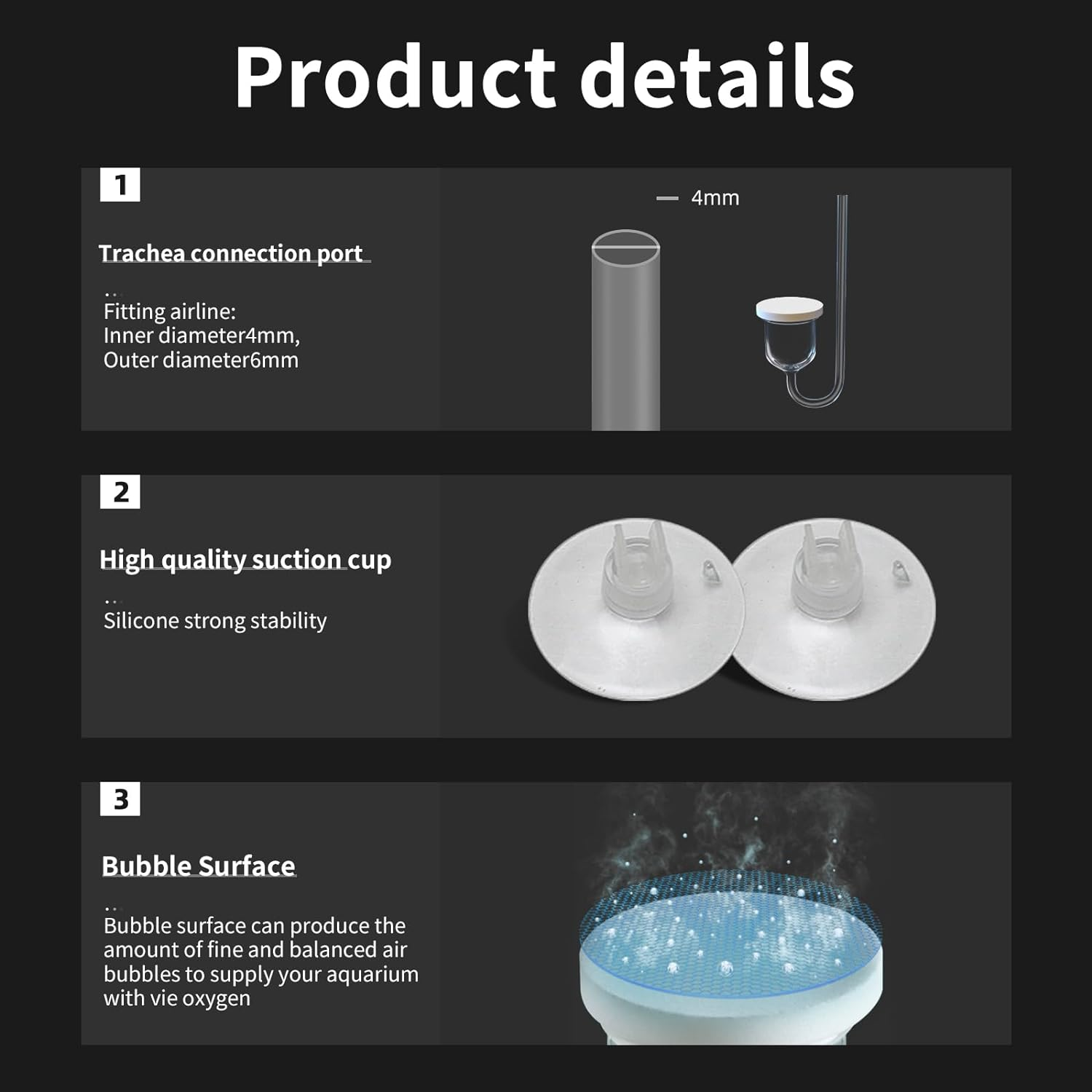 boxtech Aquarium Nano Air Stone, Fish Tank Air Stone Bubble Diffuser with Con... - Picture 7 of 14