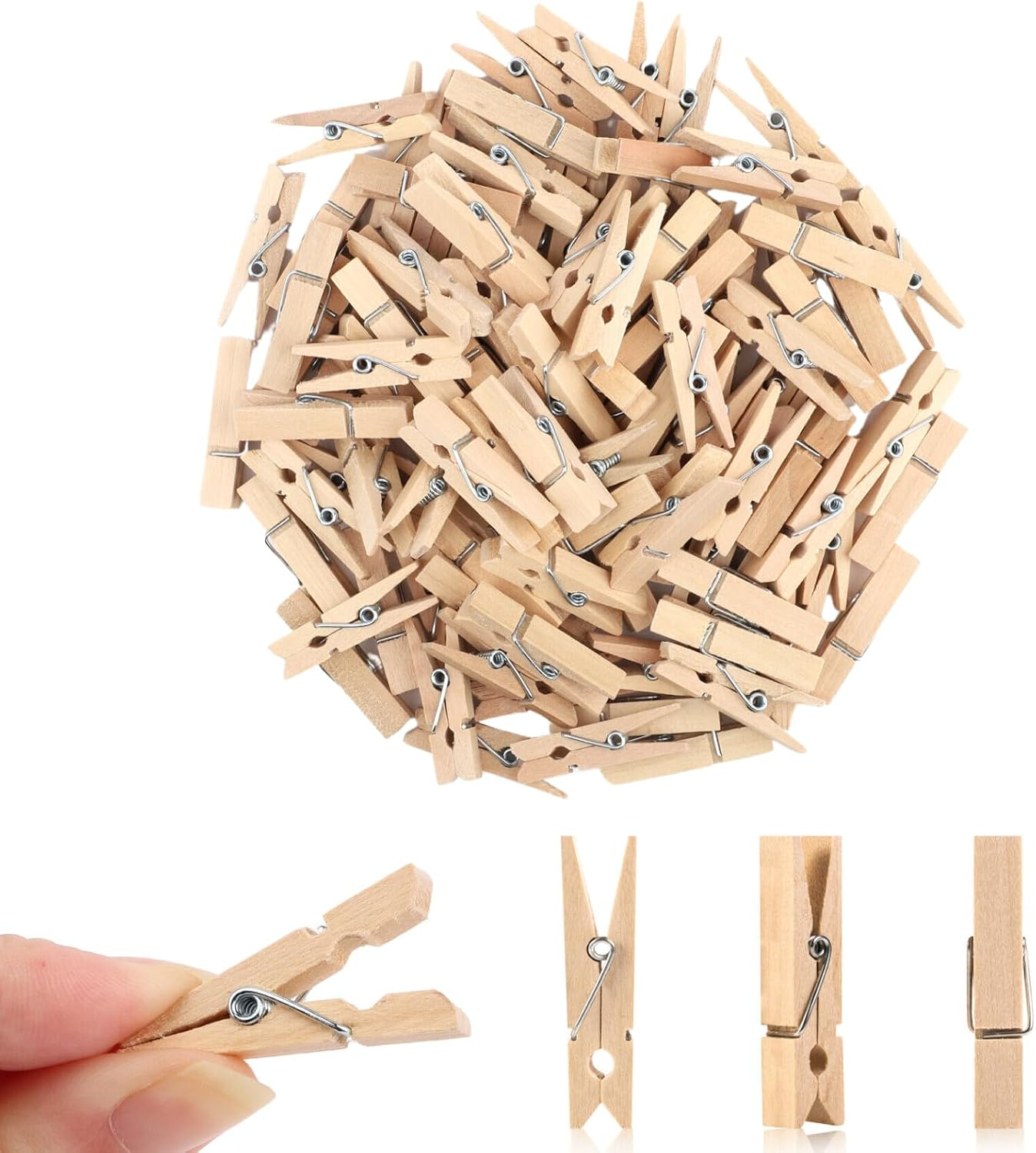 Small Clothes Pin, Mini Clothespins, 100 PCS Mini Clothes Pins Wooden with St...