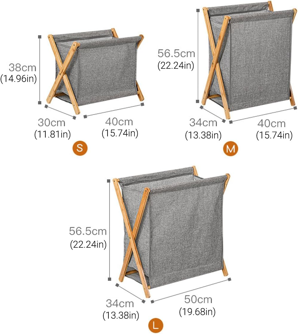 AIMALL Foldable Laundry Basket with Solid Wood Frame, Breathable Fabric, Larg... - Picture 3 of 14